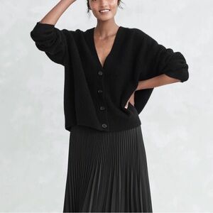 Jenni Kayne Cropped Cocoon Cashmere Cardigan Black S Minimalist Vneck Sweater